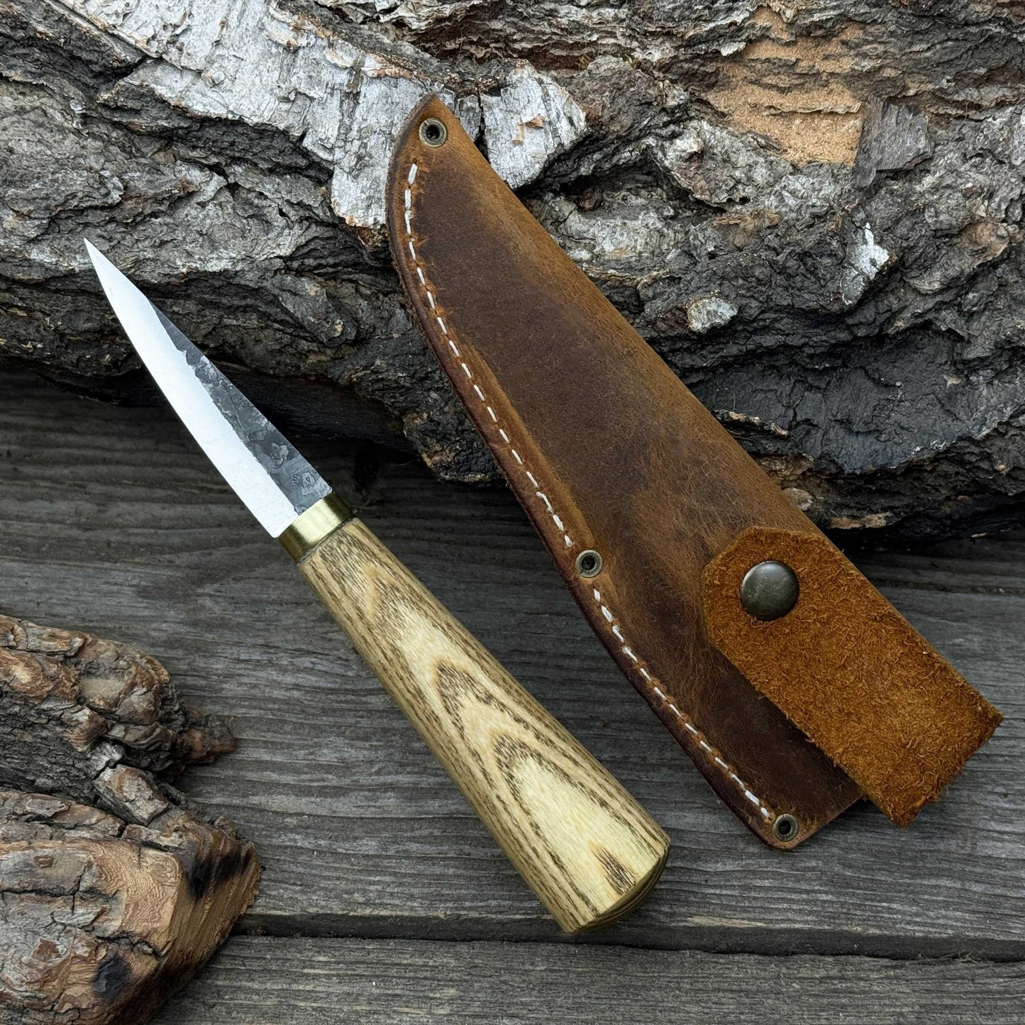 Whittling Sloyd Knife with Leather Sheath, 7.5 cm (2.95 inches) - Norfolk Wood Shop
