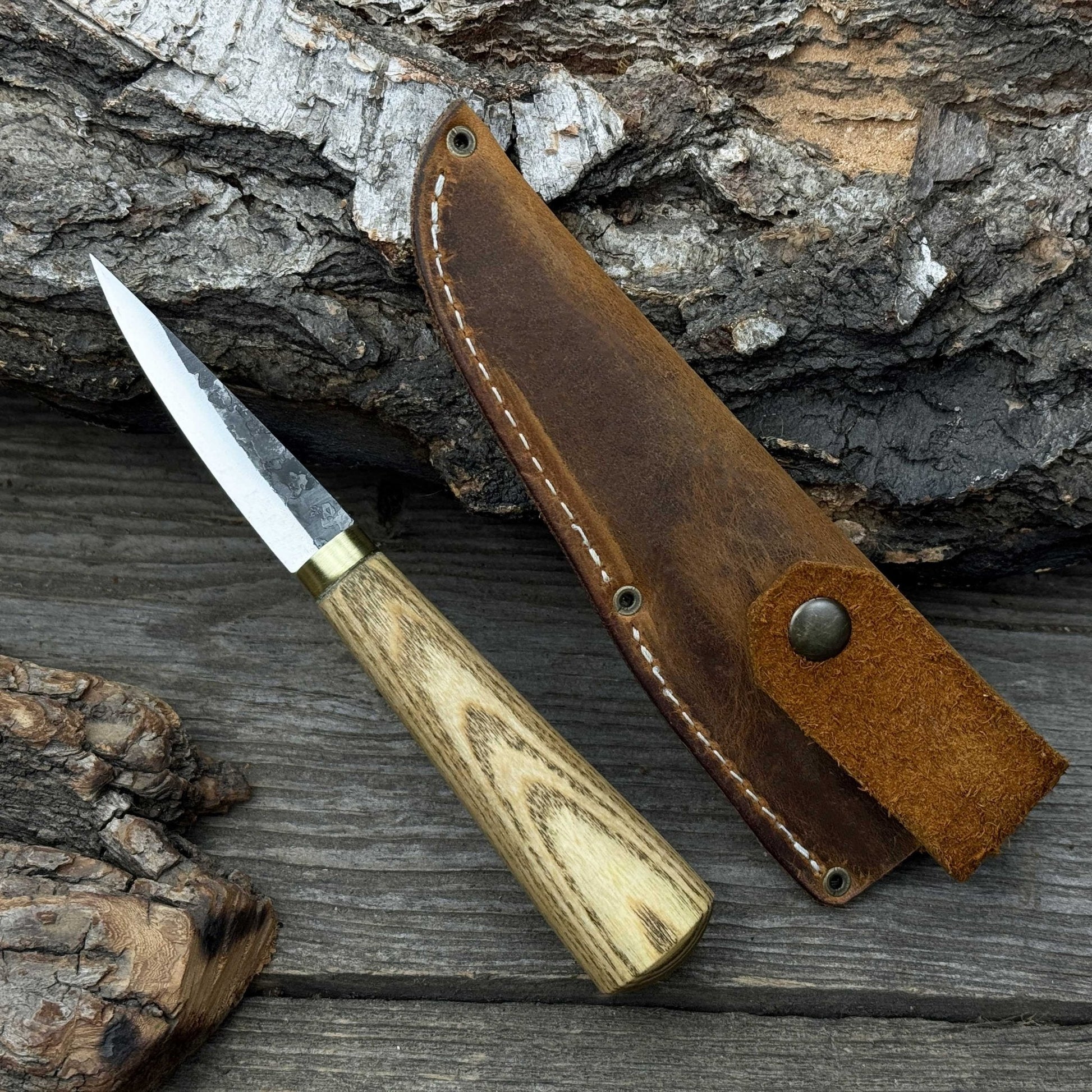 Whittling Sloyd Knife with Leather Sheath, 7.5 cm (2.95 inches) - Norfolk Wood Shop