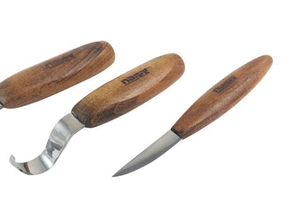 Spoon Carving Kit with Large and Small Right Hook Knives and Sloyd Carving Knife